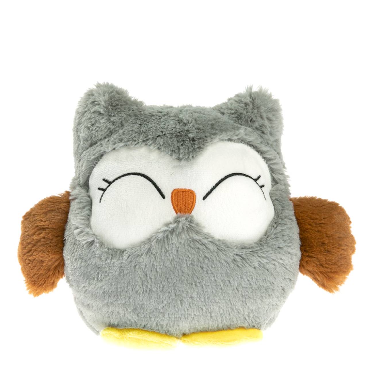 Peluche bouillotte chouette grise gris
