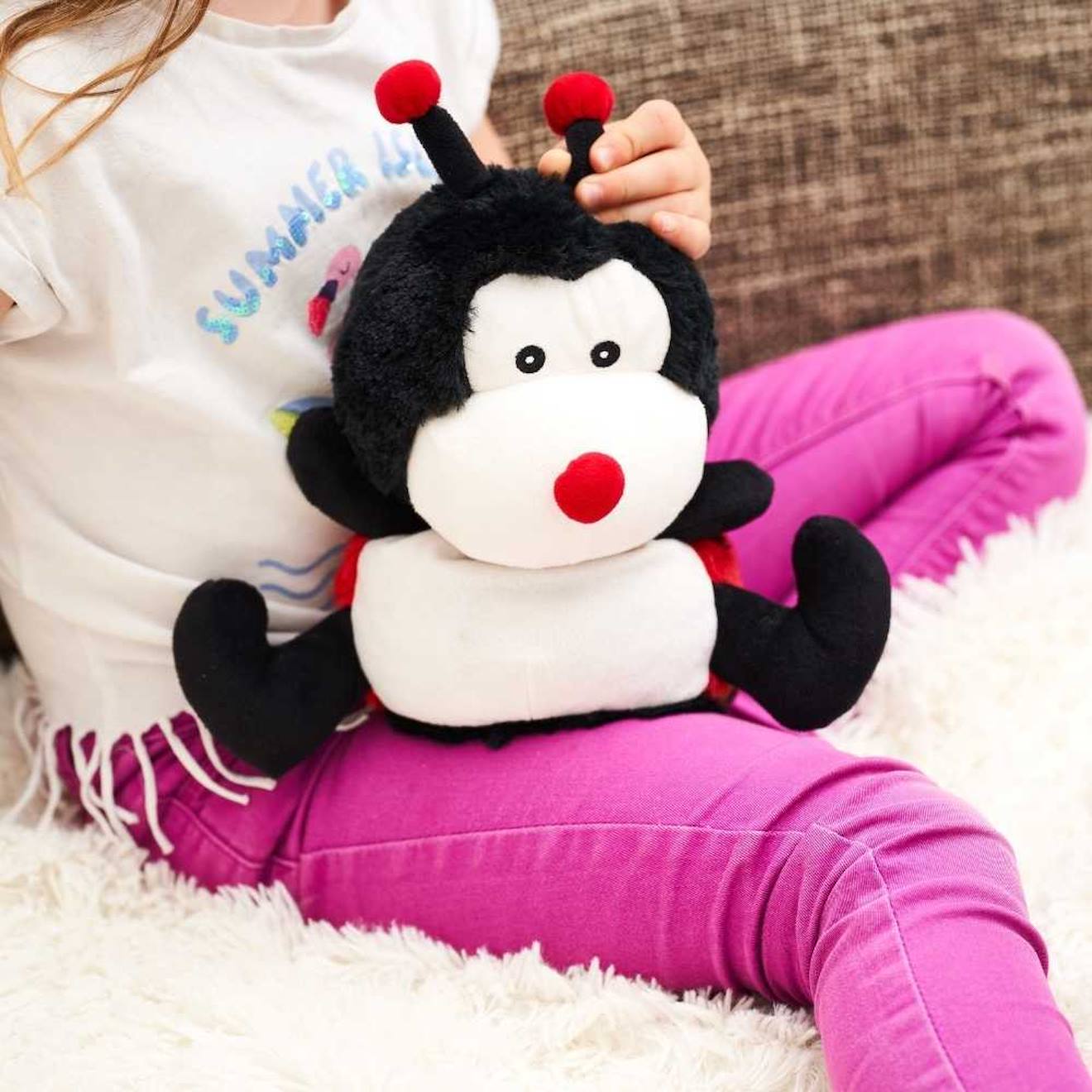 Peluche bouillotte coccinelle rouge
