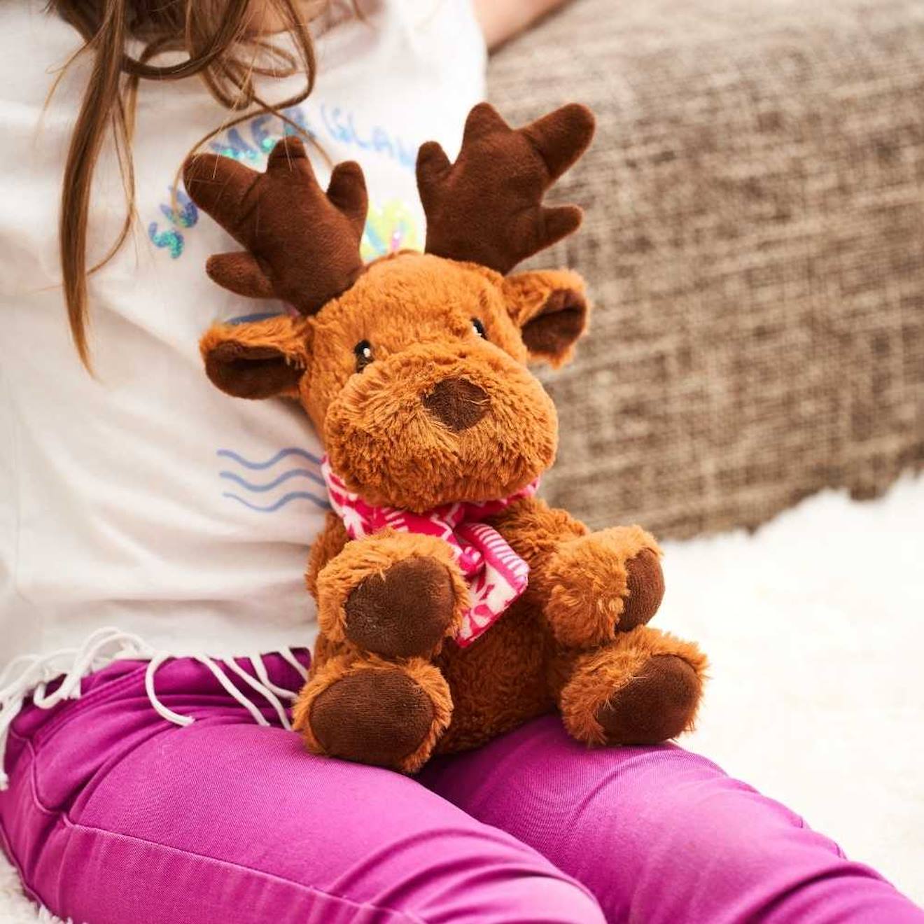 Peluche bouillotte elan hiver marron