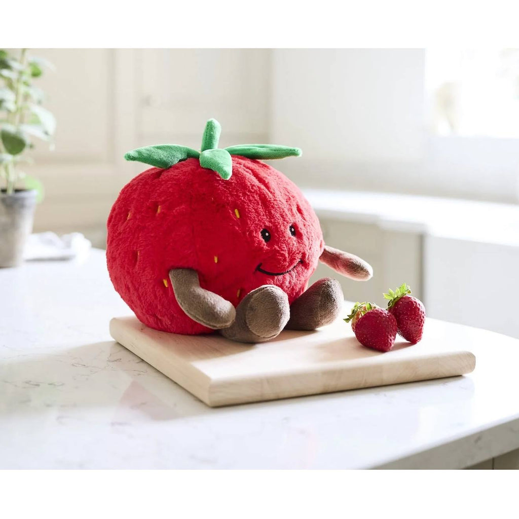 Peluche bouillotte fraise rouge