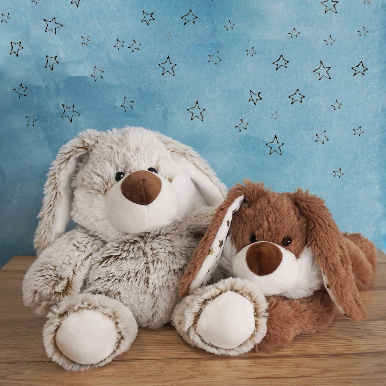Peluche bouillotte lapin étoile marron