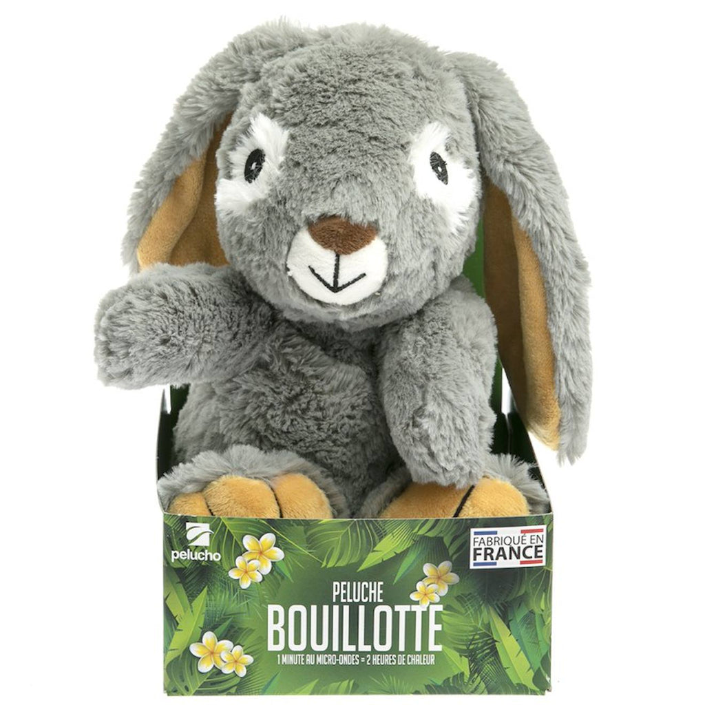 Peluche bouillotte lapin gris