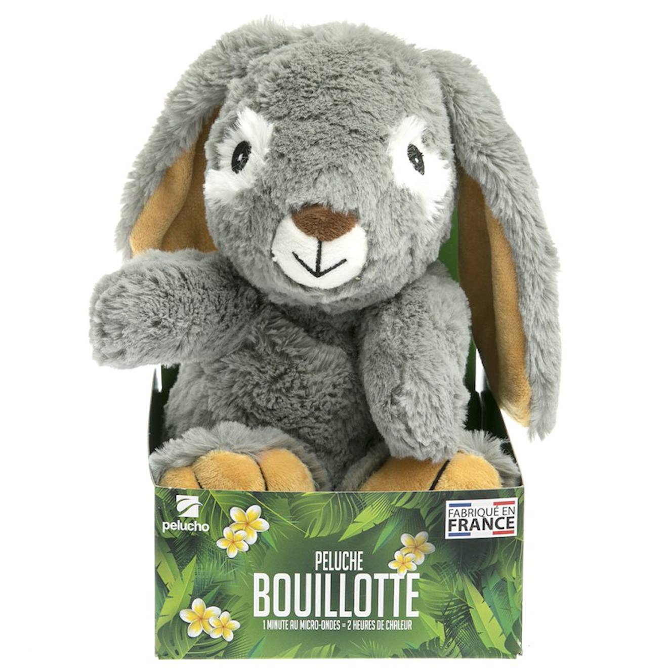 Peluche bouillotte lapin gris