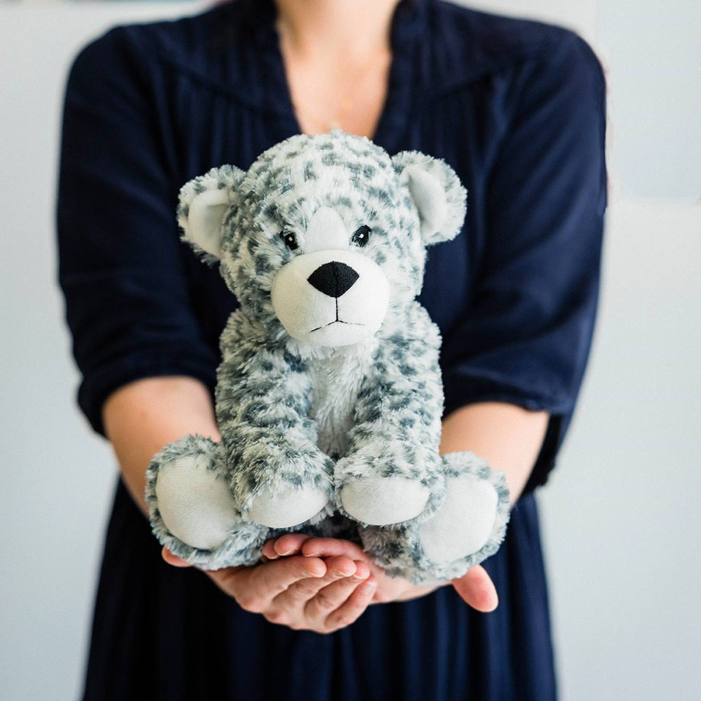 Peluche bouillotte léopard blanc