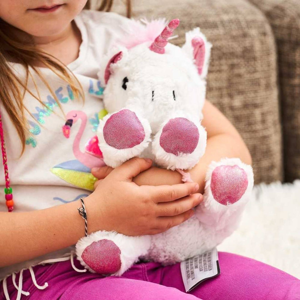 Peluche bouillotte licorne blanche blanc