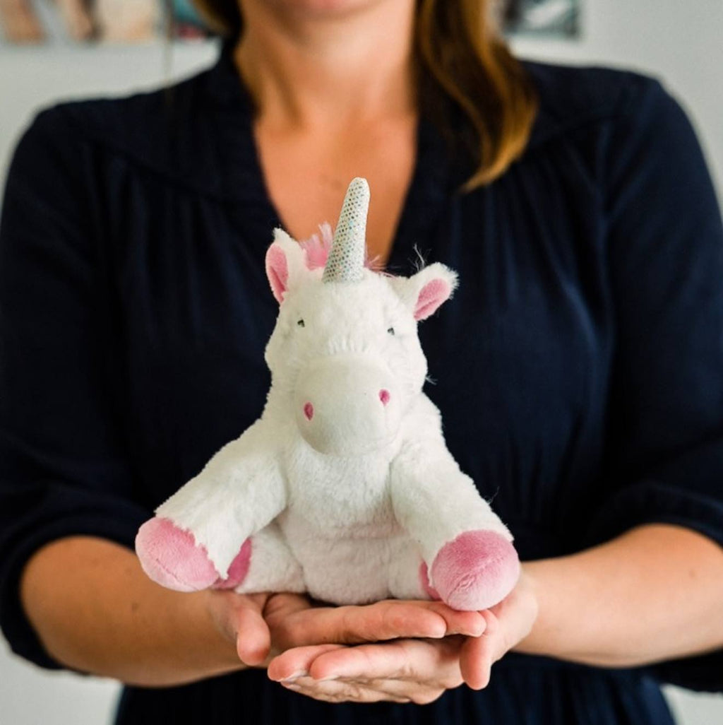 Peluche bouillotte licorne junior blanc