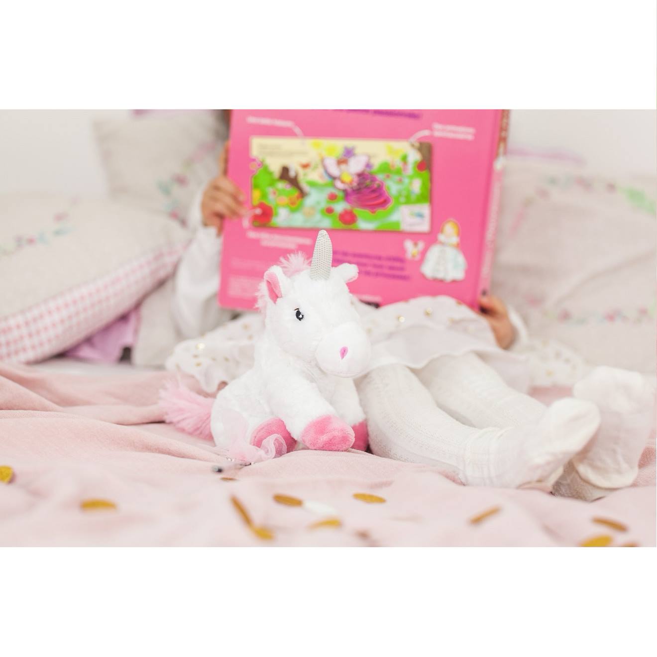 Peluche bouillotte licorne junior blanc