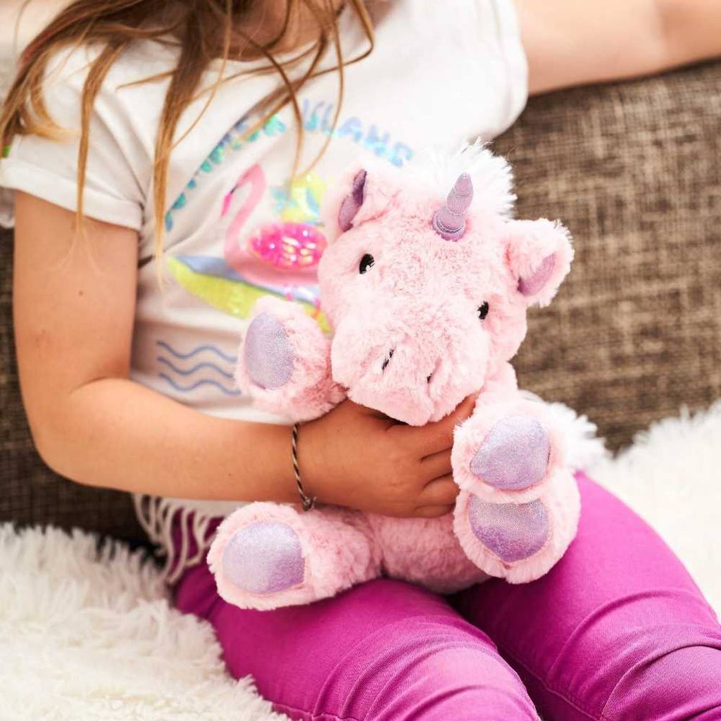 Peluche bouillotte licorne rose