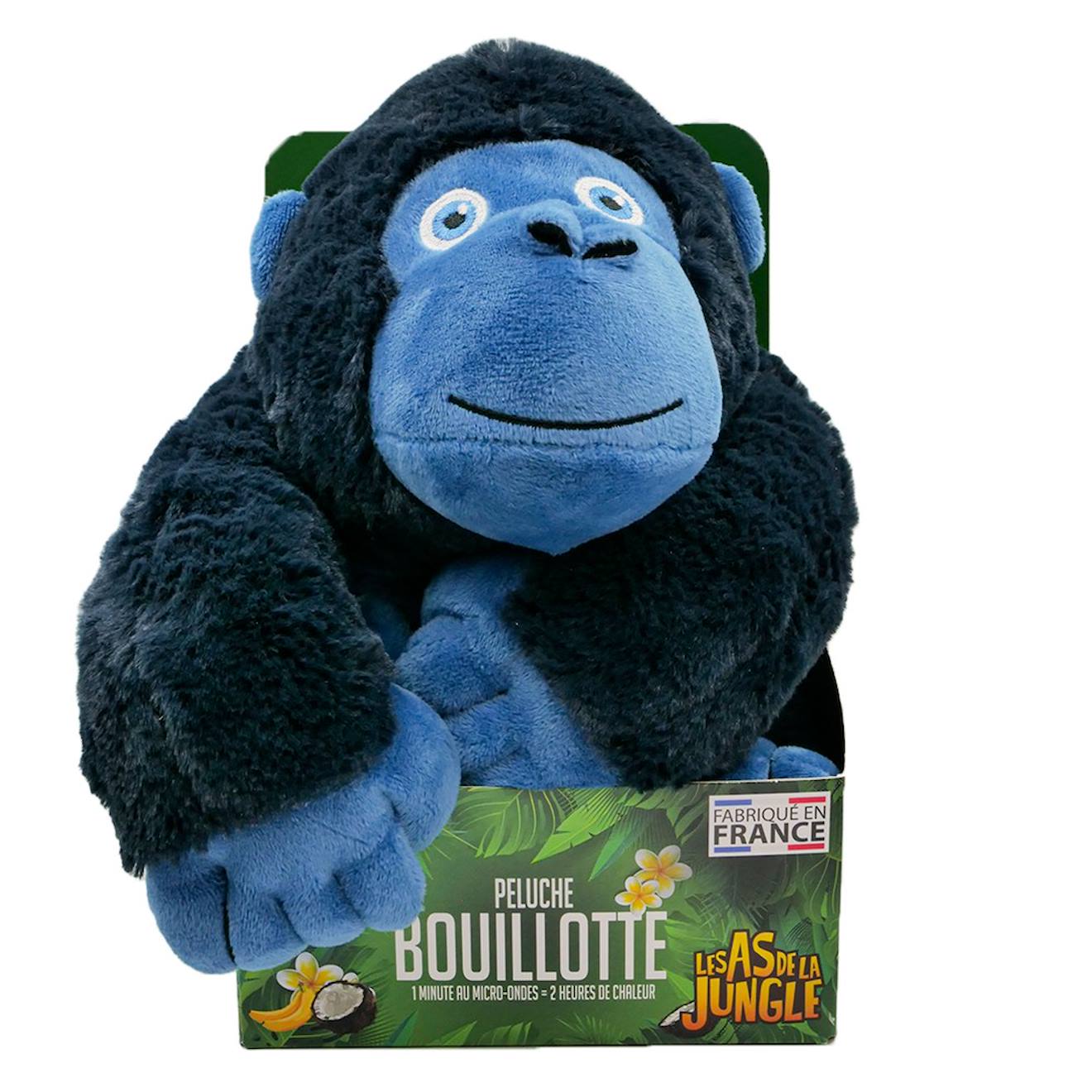 Peluche bouillotte miguel les as de la jungle bleu foncé