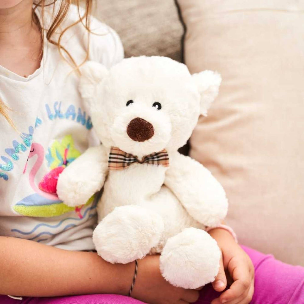 Peluche bouillotte ours blanc beige