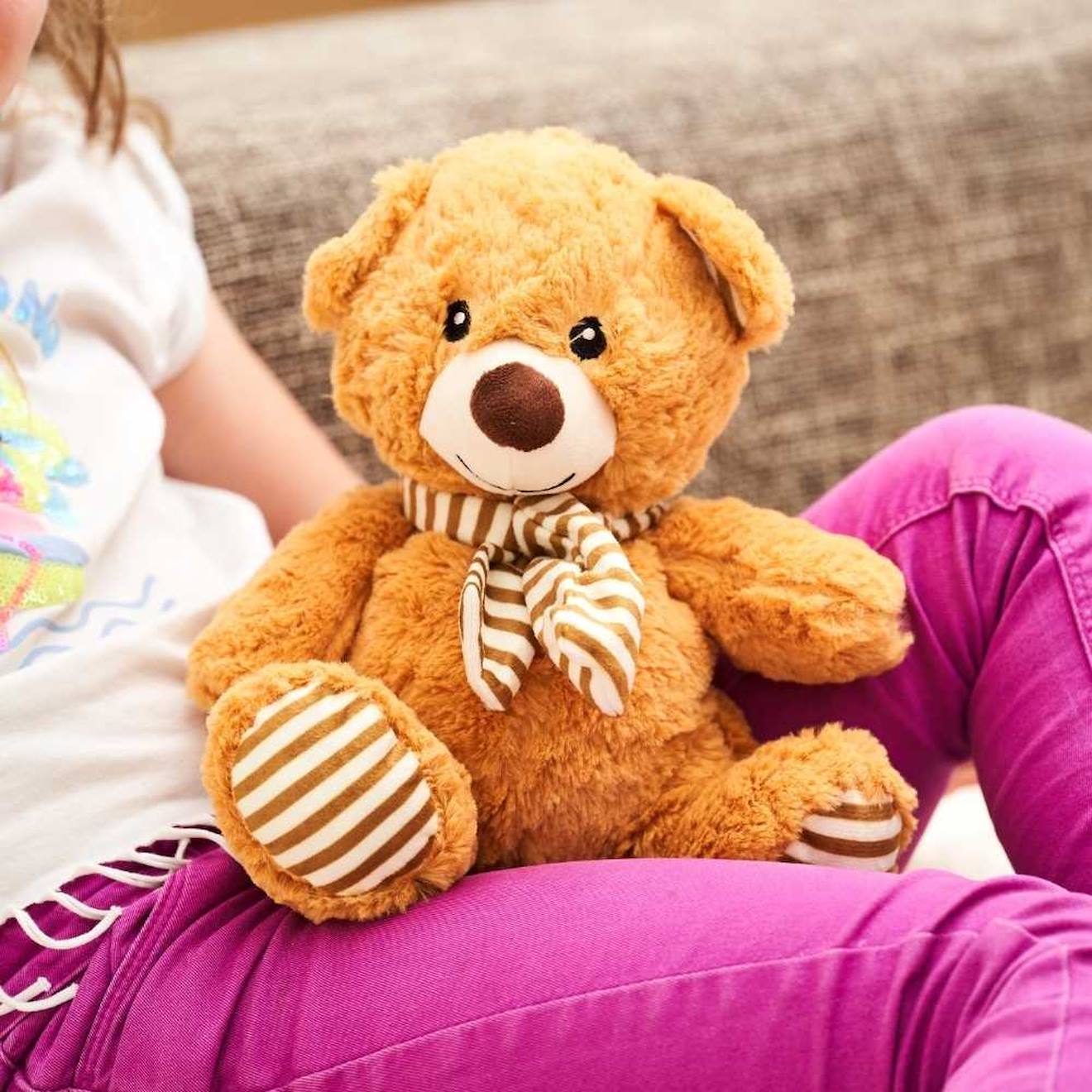 Peluche bouillotte ours crème marron