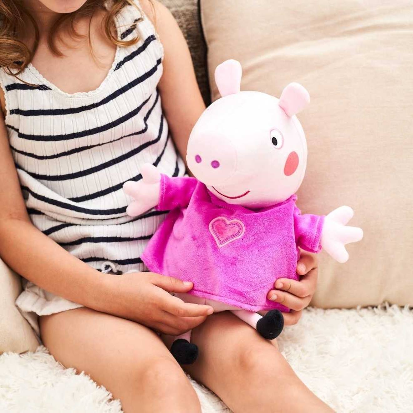 Peluche bouillotte Peppa Pig rose marron