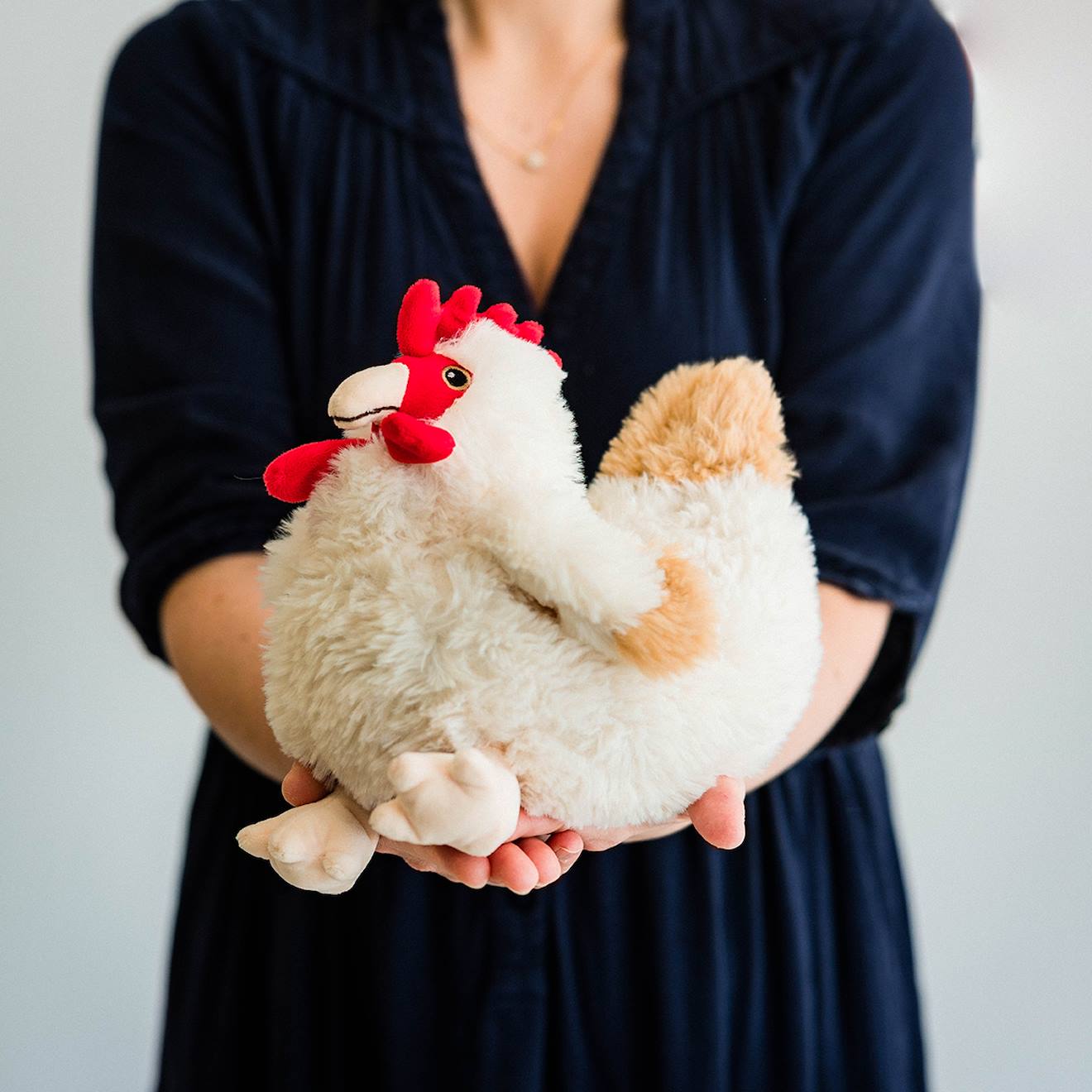 Peluche bouillotte poule beige