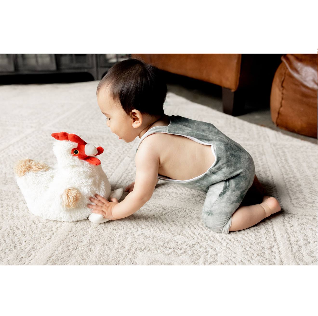 Peluche bouillotte poule beige