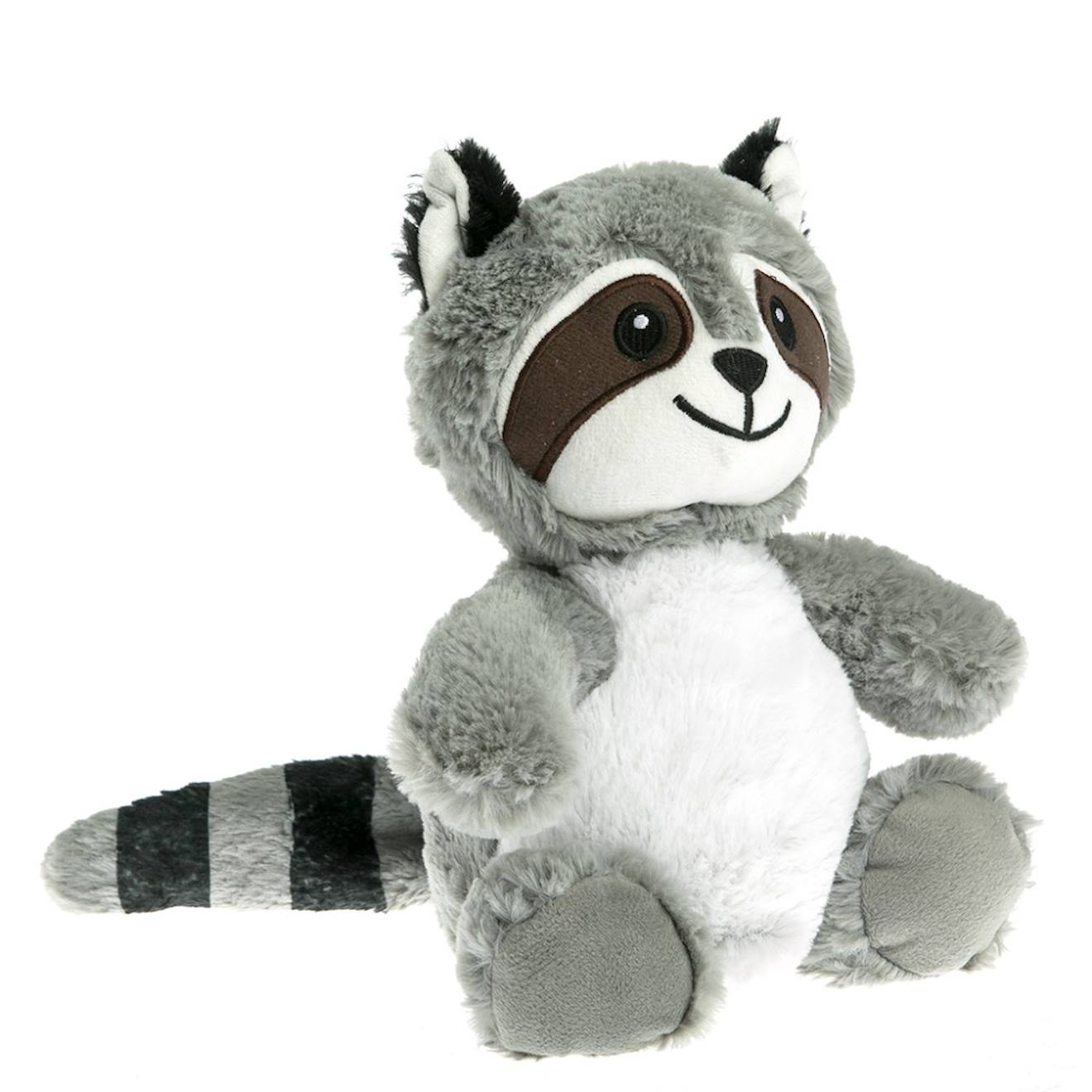 Peluche bouillotte raton laveur gris