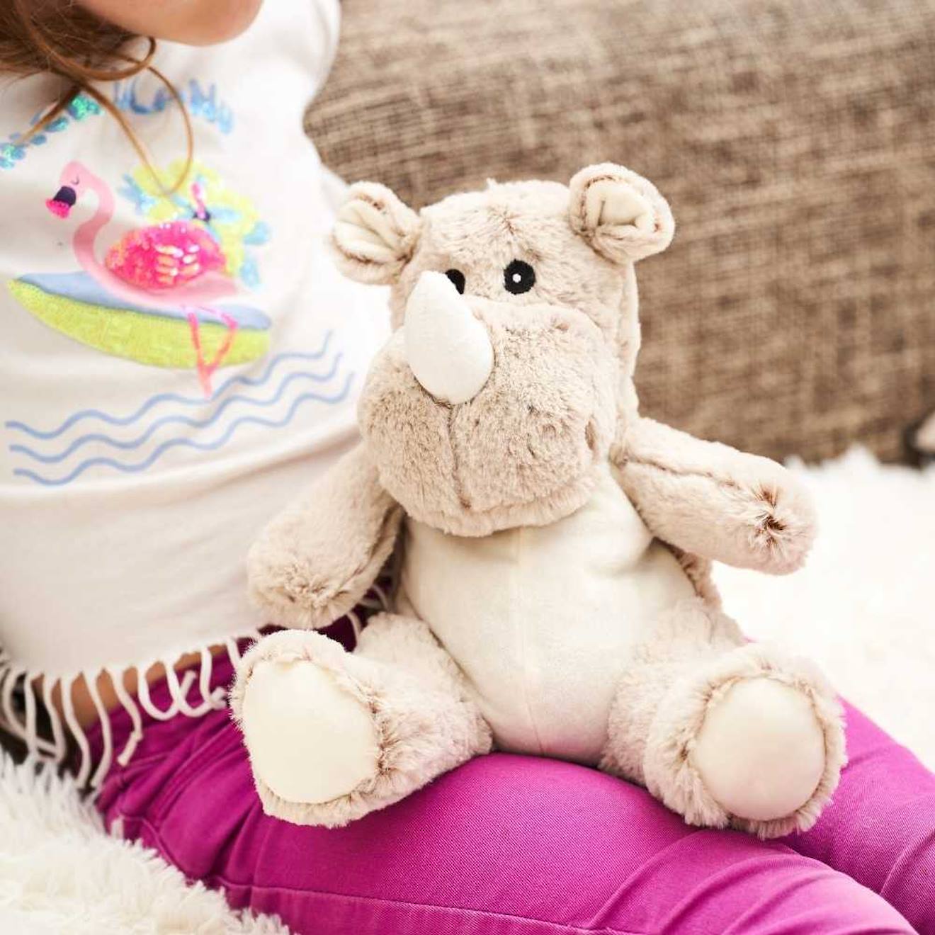 Peluche bouillotte rhino gris