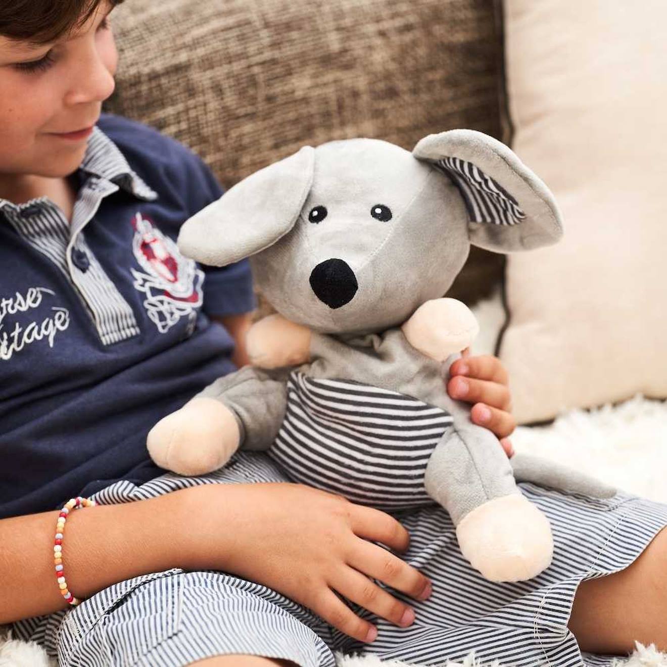 Peluche bouillotte souris gris