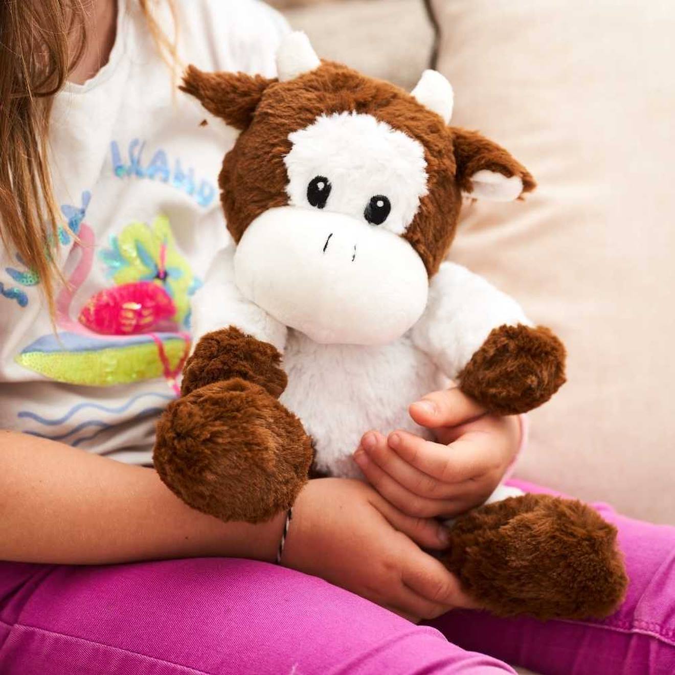 Peluche bouillotte vache blanc