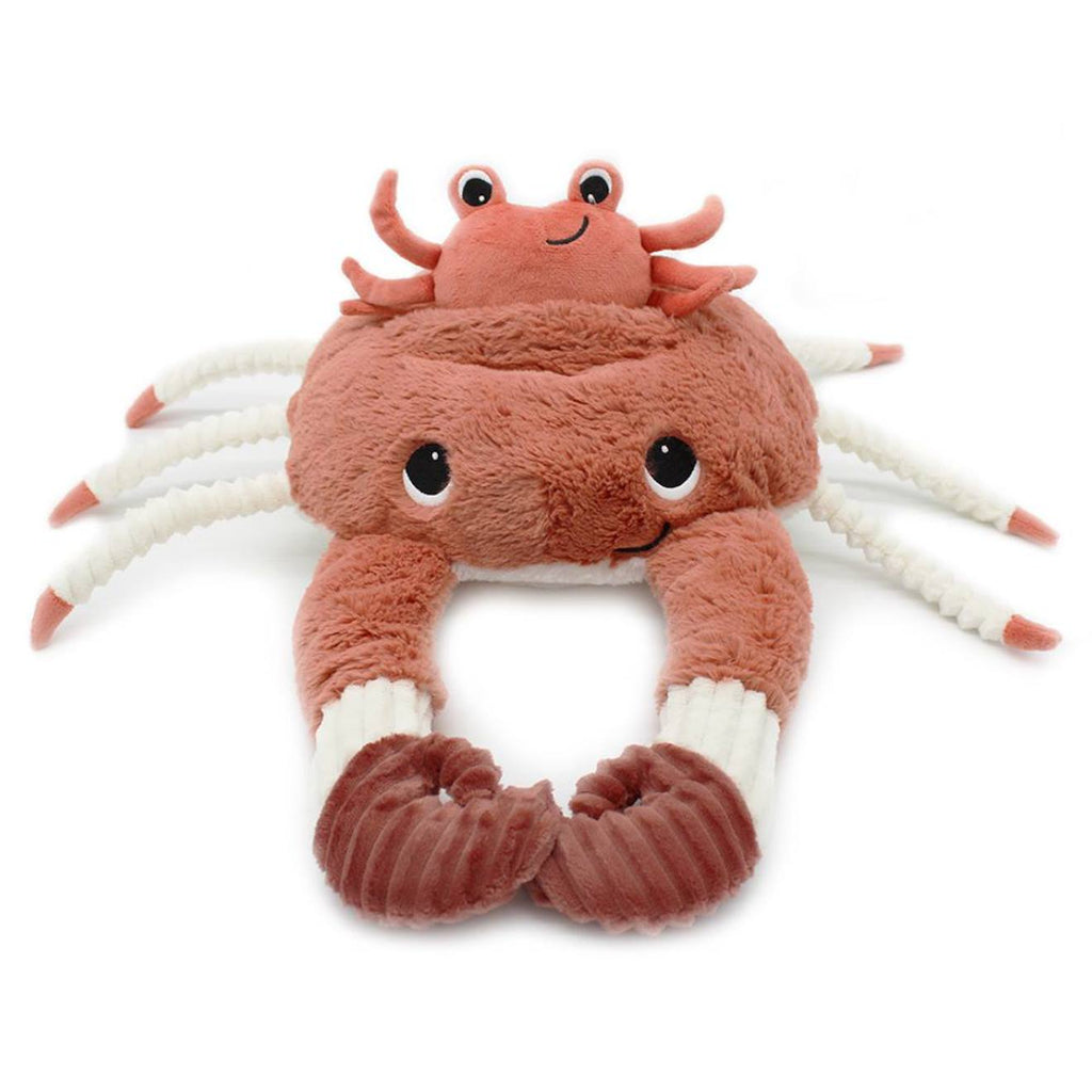 Peluche cassecou le crabe et son bébé terracotta (39 cm) orange, blanc, noir