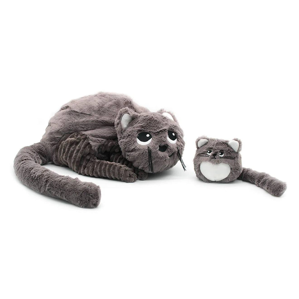 Peluche chat maman et son bébé gris