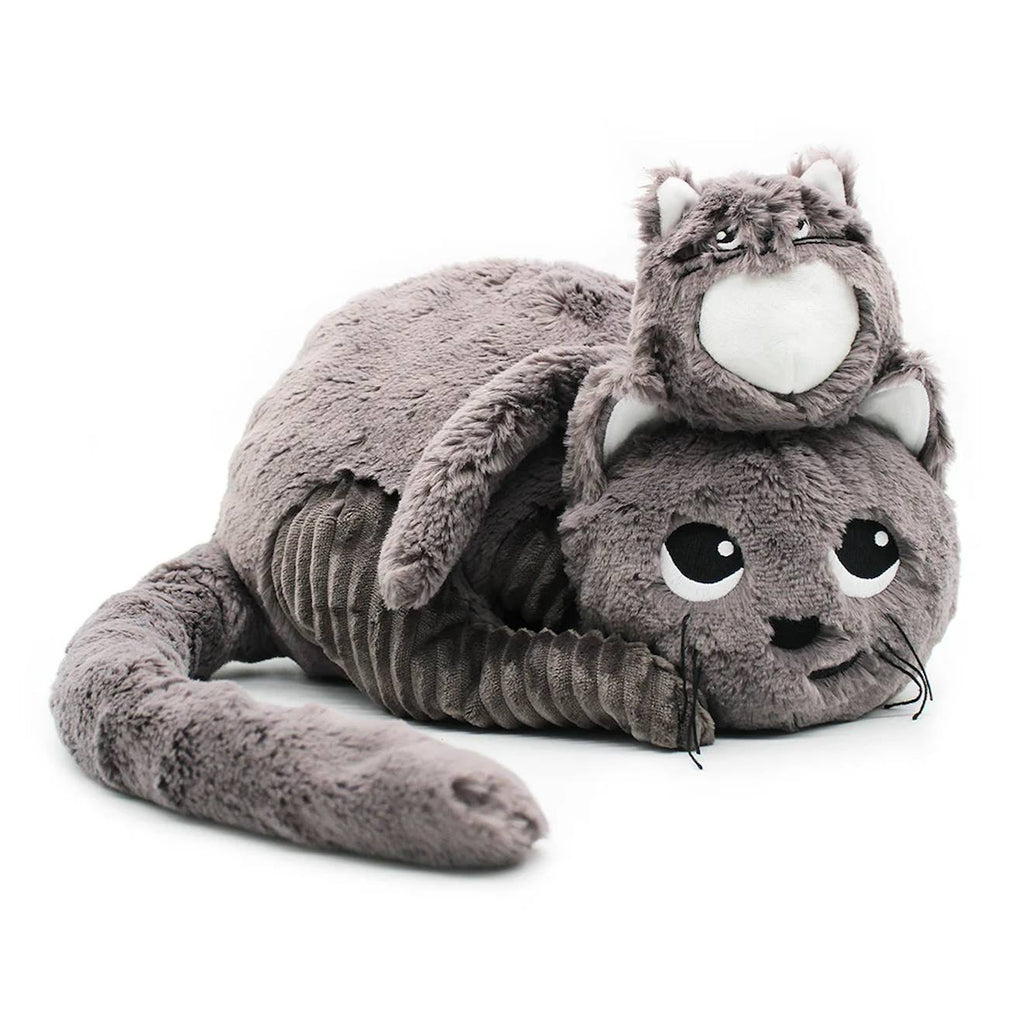 Peluche chat maman et son bébé gris