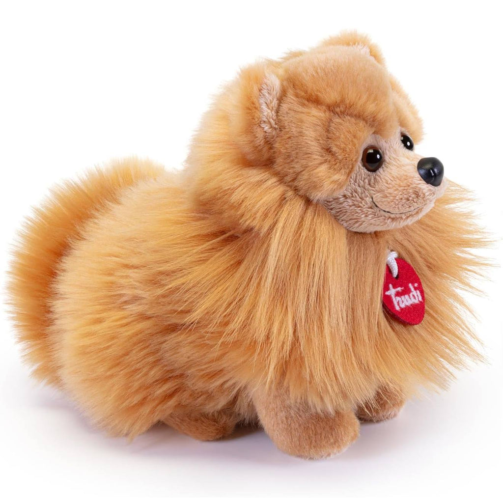 Peluche chien poméranien 22 cm marron