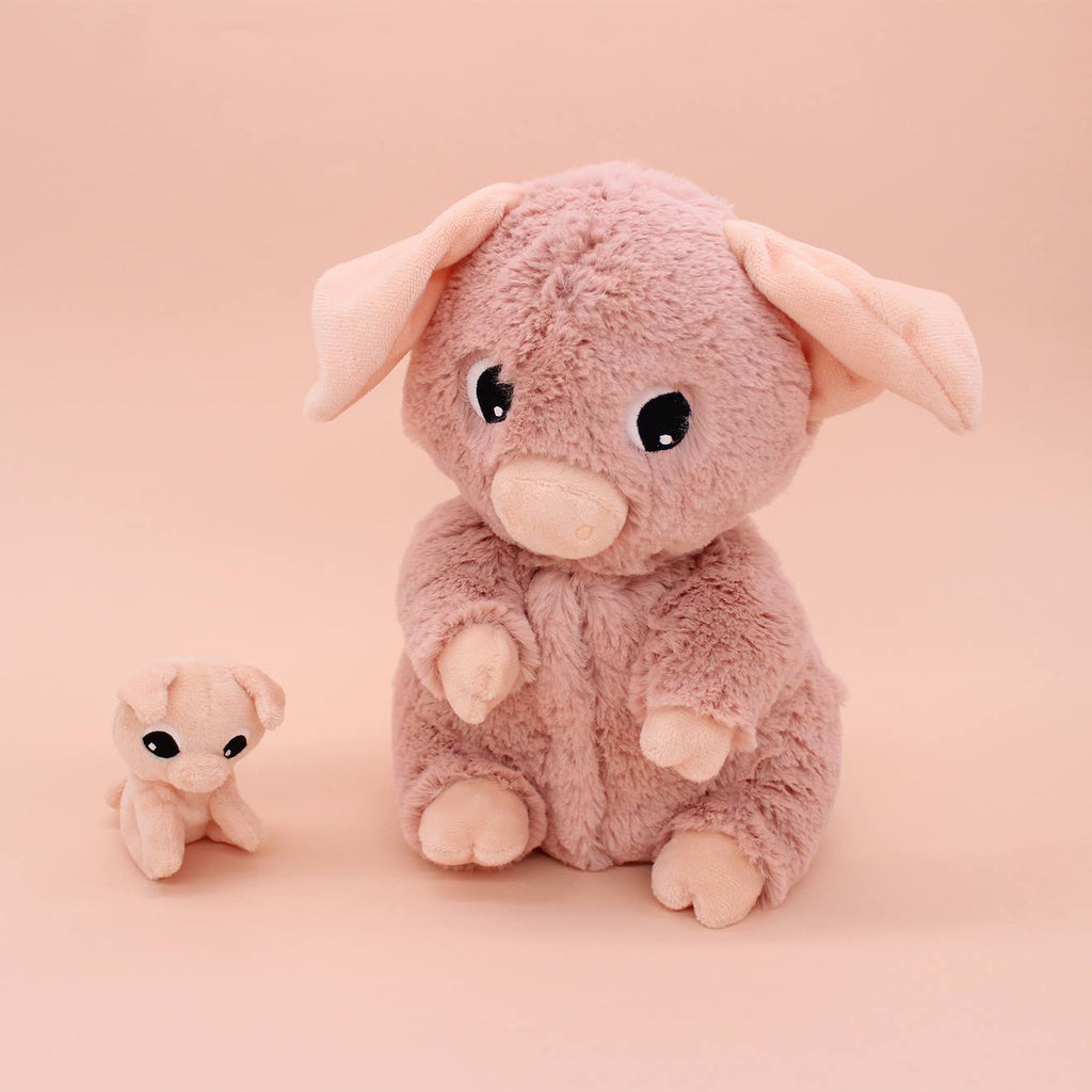 Peluche cochon maman et son bébé rose