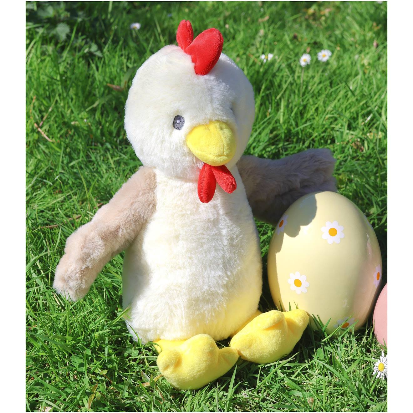 Peluche - coq easter éconimals en peluche éco-conçue - 24 cm beige