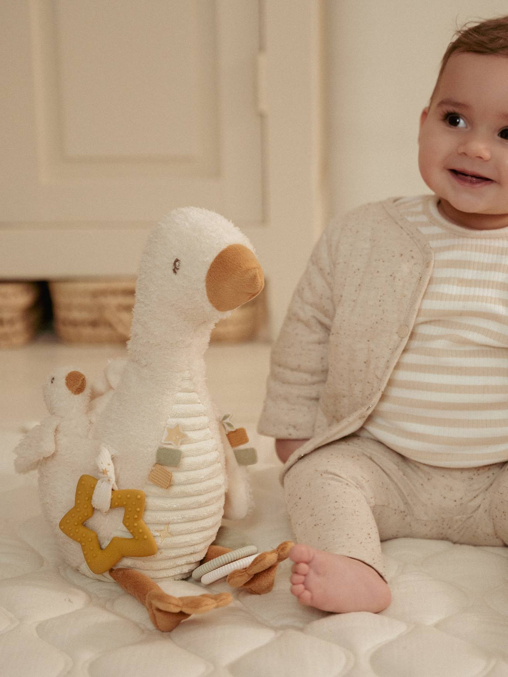 Peluche d'activités oie - newborn blanc