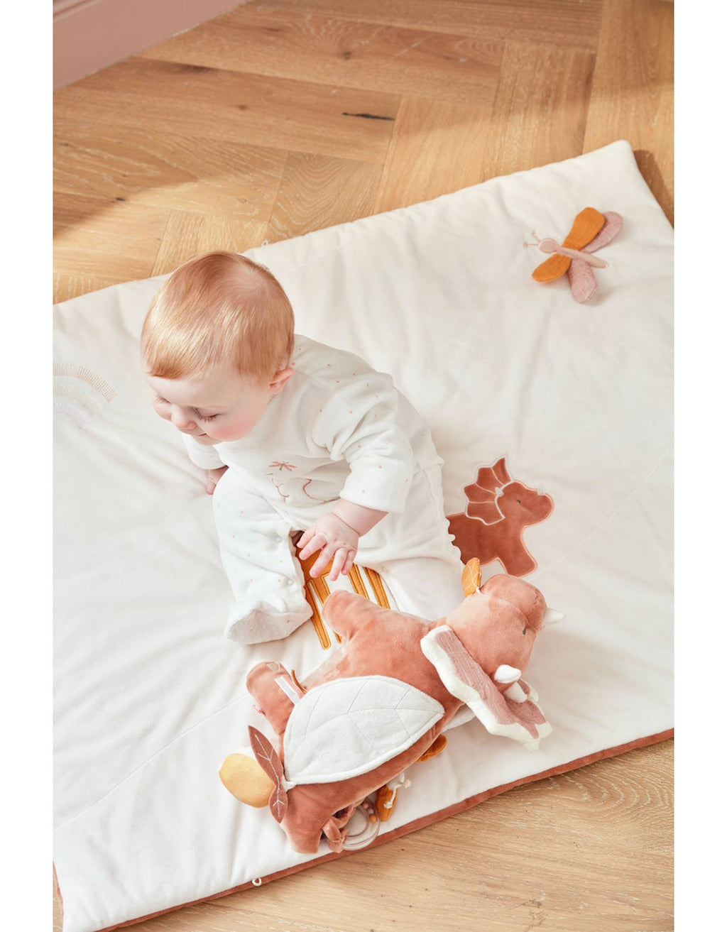Peluche d'activités popsie en veloudoux et mousseline de coton rose