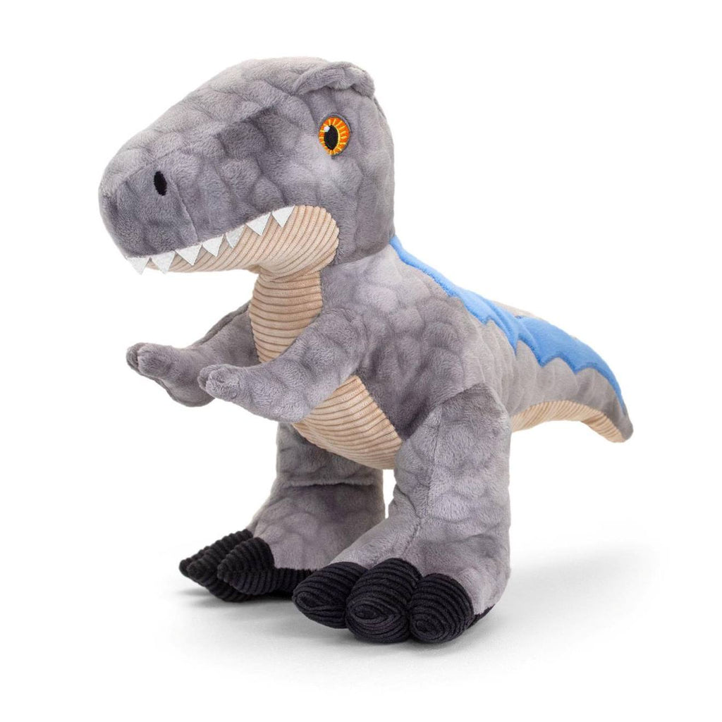 Peluche dino vélociraptor 38cm 100% recyclée gris