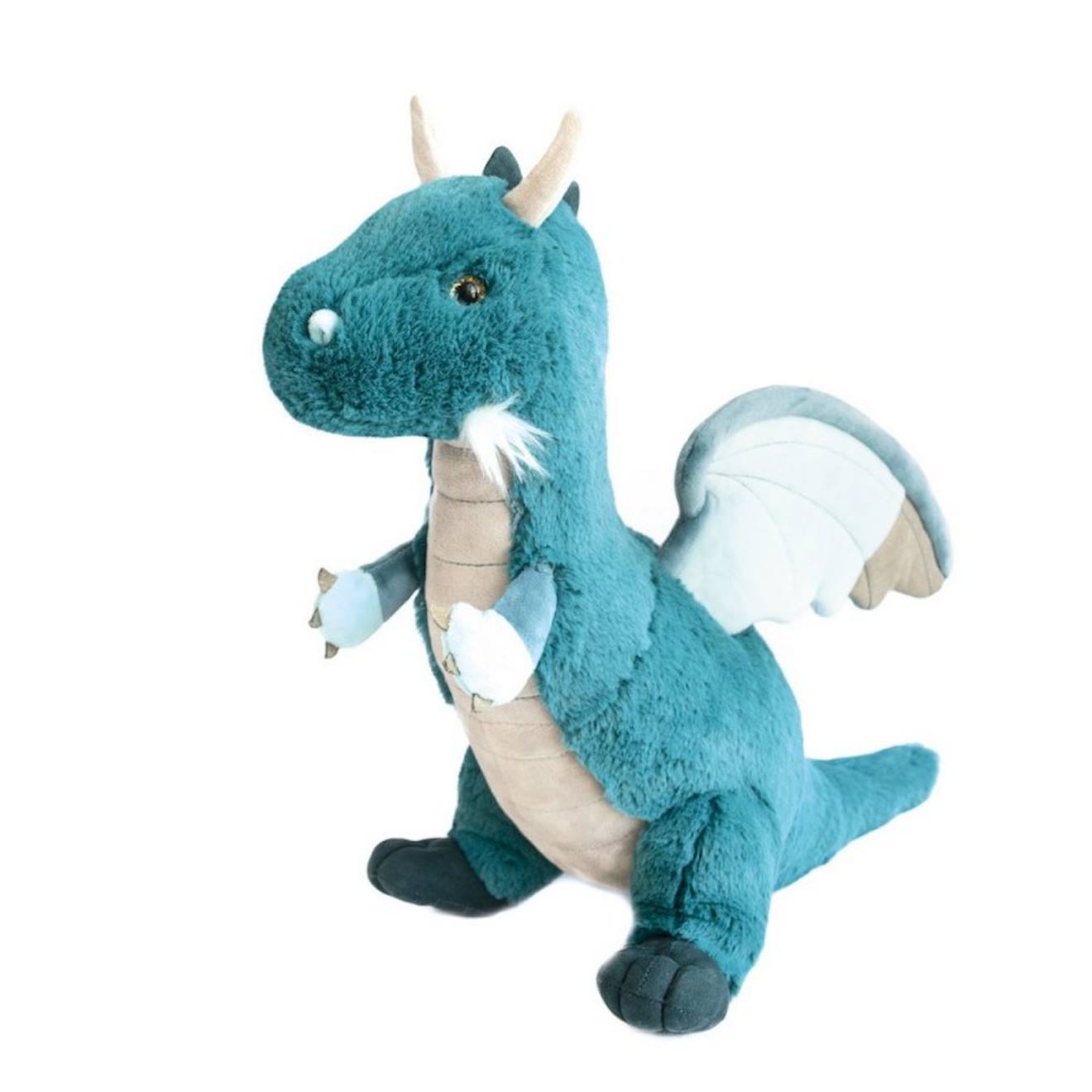Peluche dragon emeraude 40 cm bleu