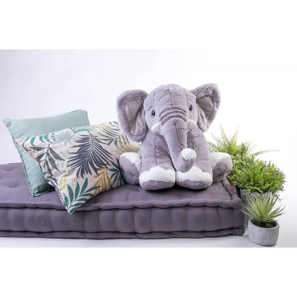 Peluche - éléphant assis - 50 cm gris