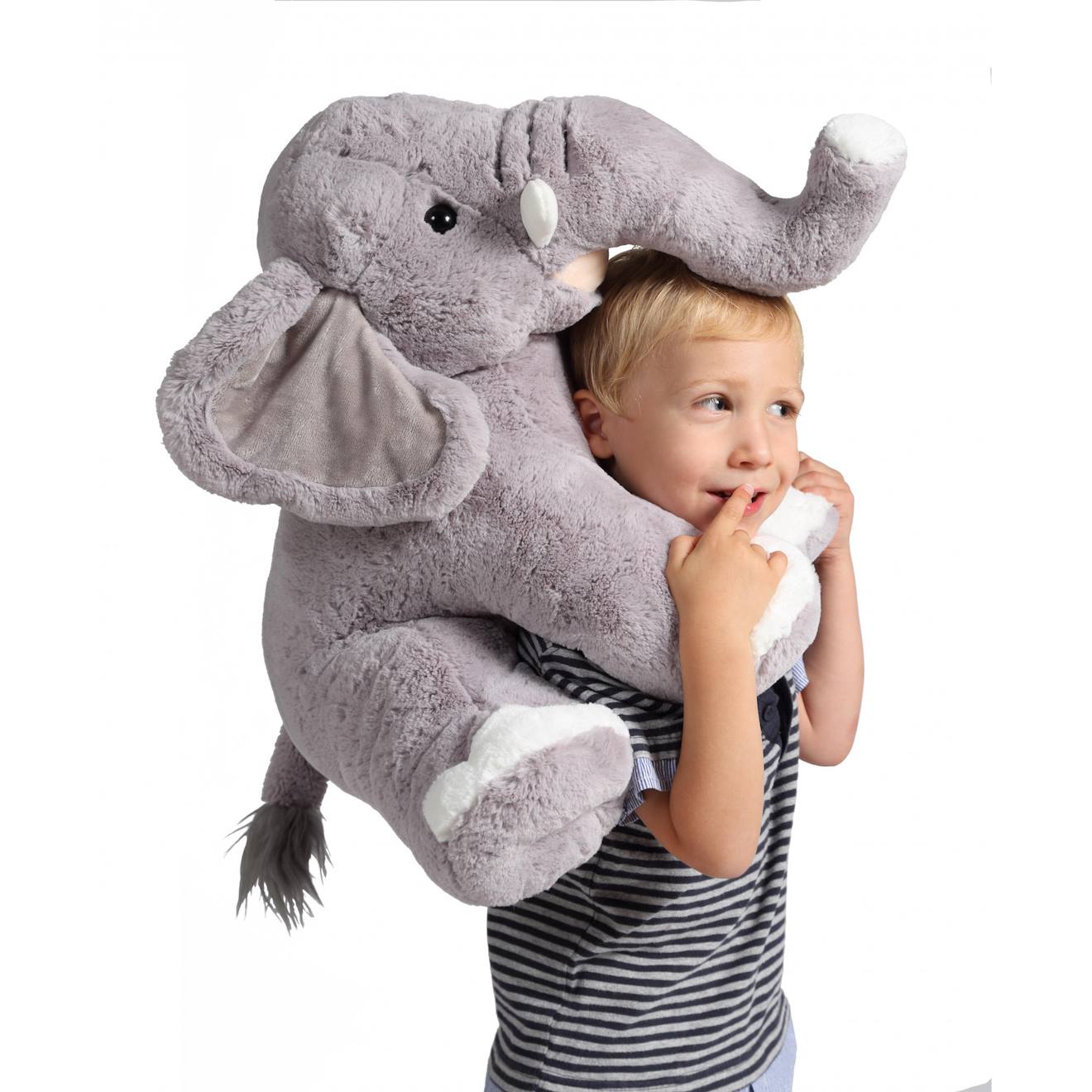 Peluche - éléphant assis - 50 cm gris