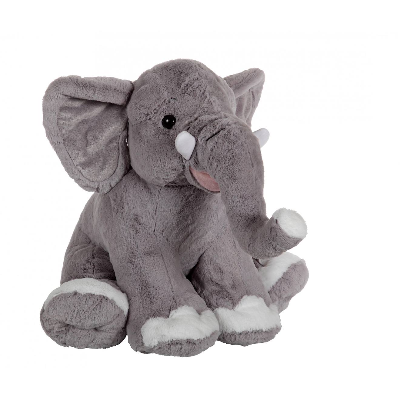 Peluche - éléphant assis - 50 cm gris