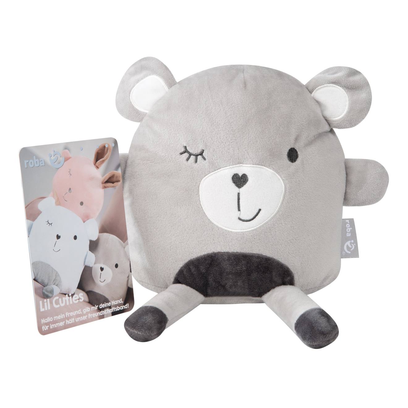 Peluche et coussin réconfortant pour bébé lil cuties gris argenté / ourson