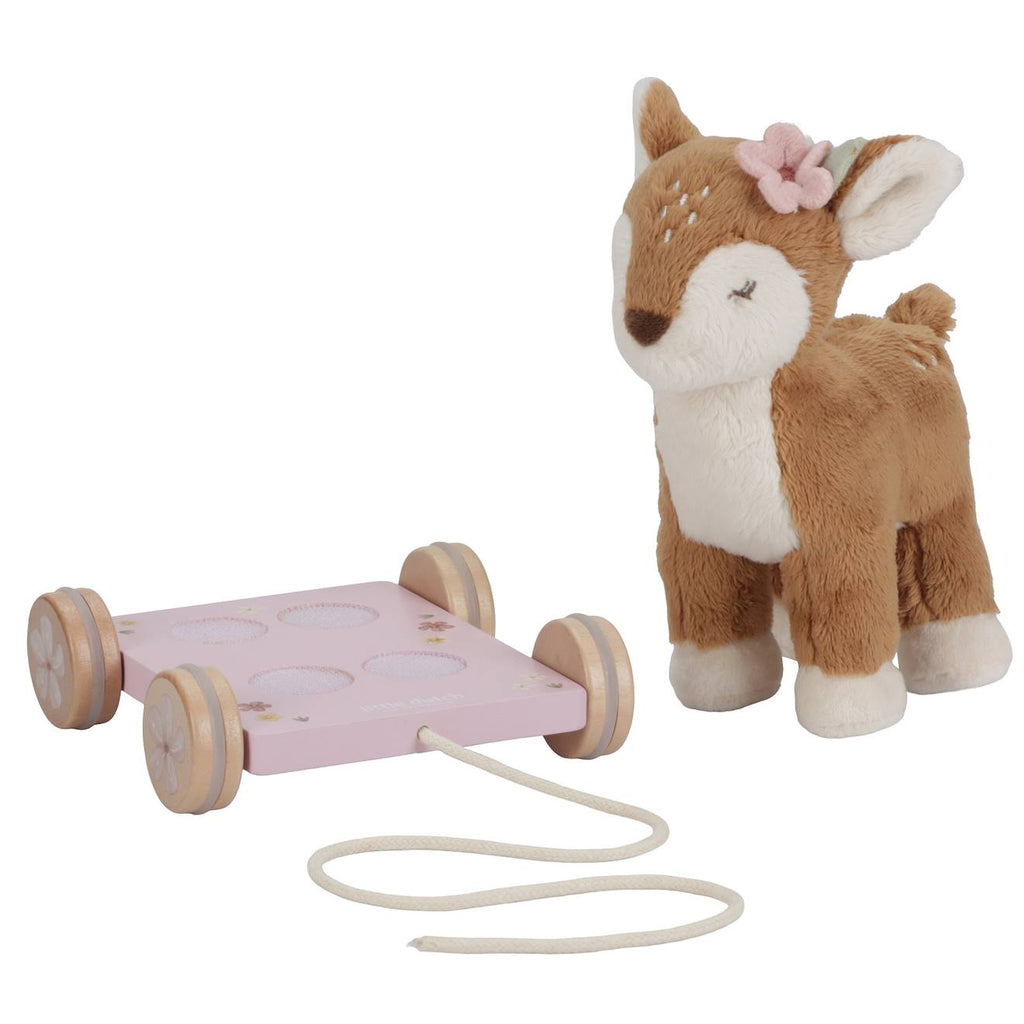 Peluche faon à tirer fairy garden marron