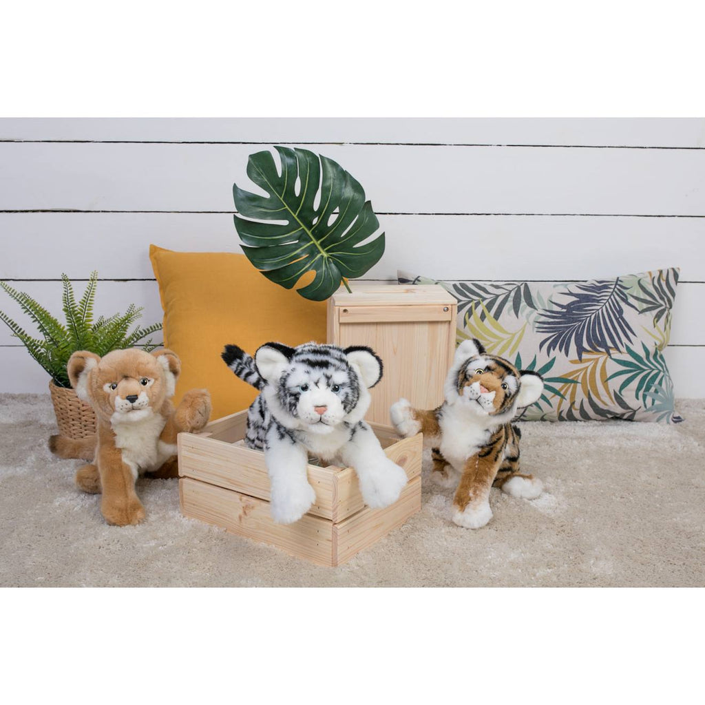Peluche - fauve allongé 30 cm - lionne beige
