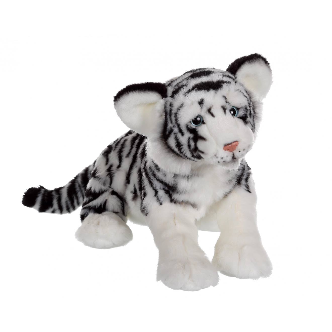 Peluche - fauve allongé 30 cm - tigre blanc