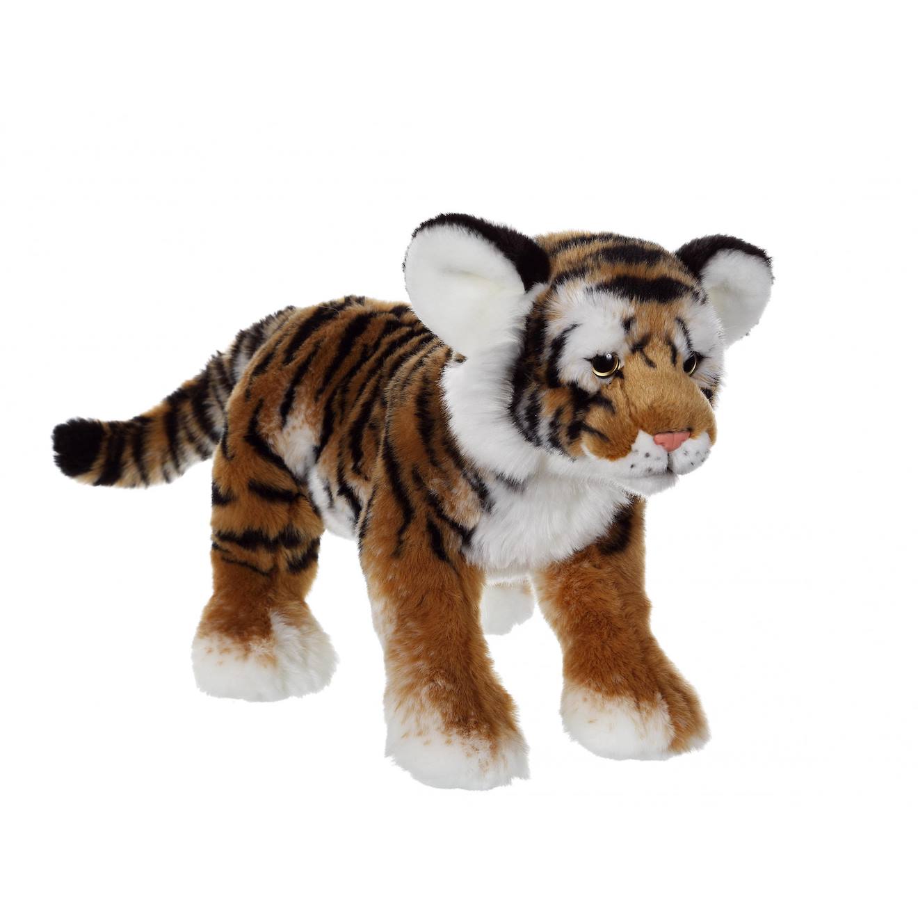 Peluche - fauve allongé 30 cm -tigre brun marron