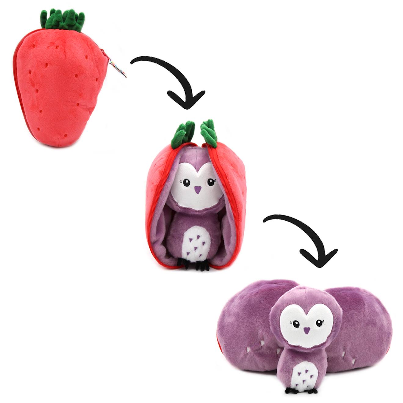 Peluche flipetz chouette fraise rouge