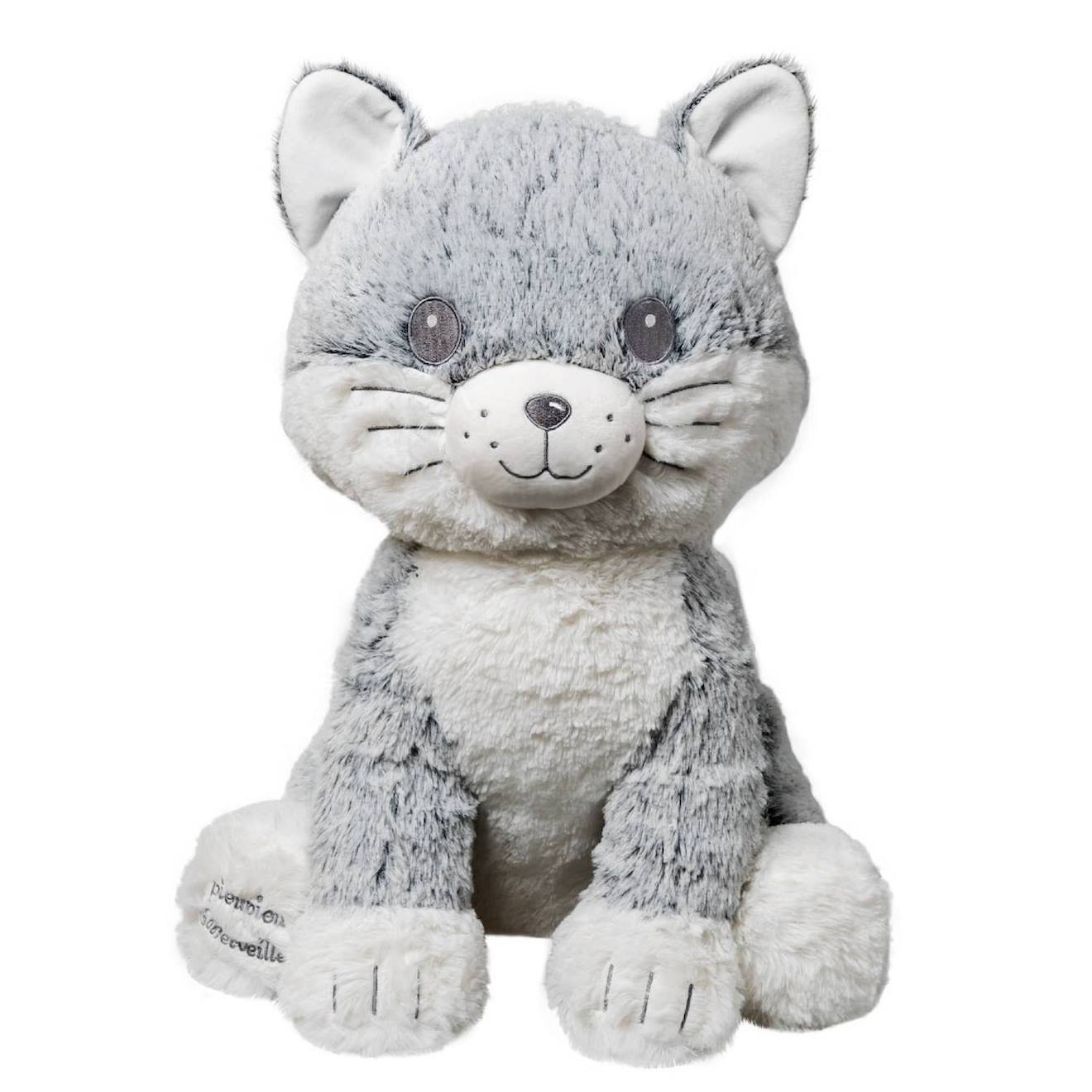 Peluche géante chat moustache - made in france gris