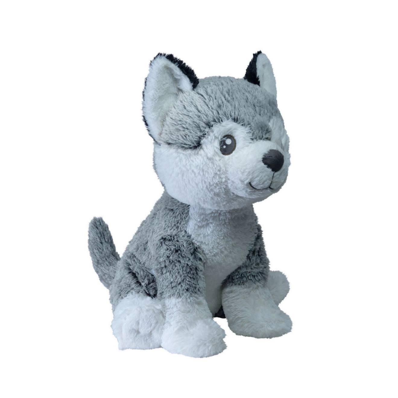 Peluche géante chien husky kodi - made in france gris et blanc