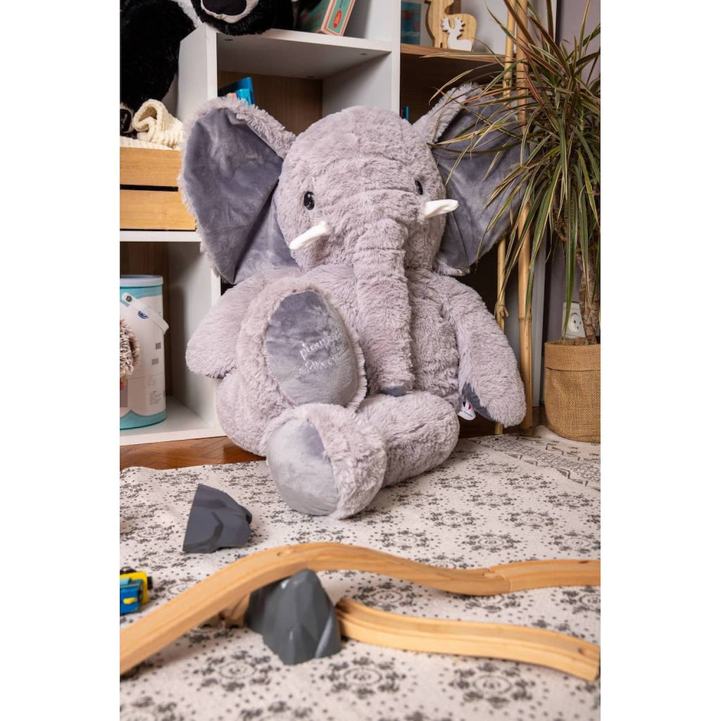 Peluche géante eléphant jojo - made in france gris