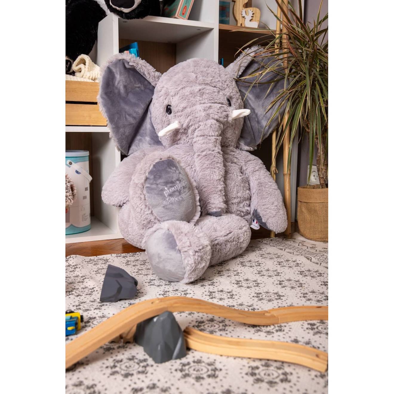 Peluche géante eléphant jojo - made in france gris