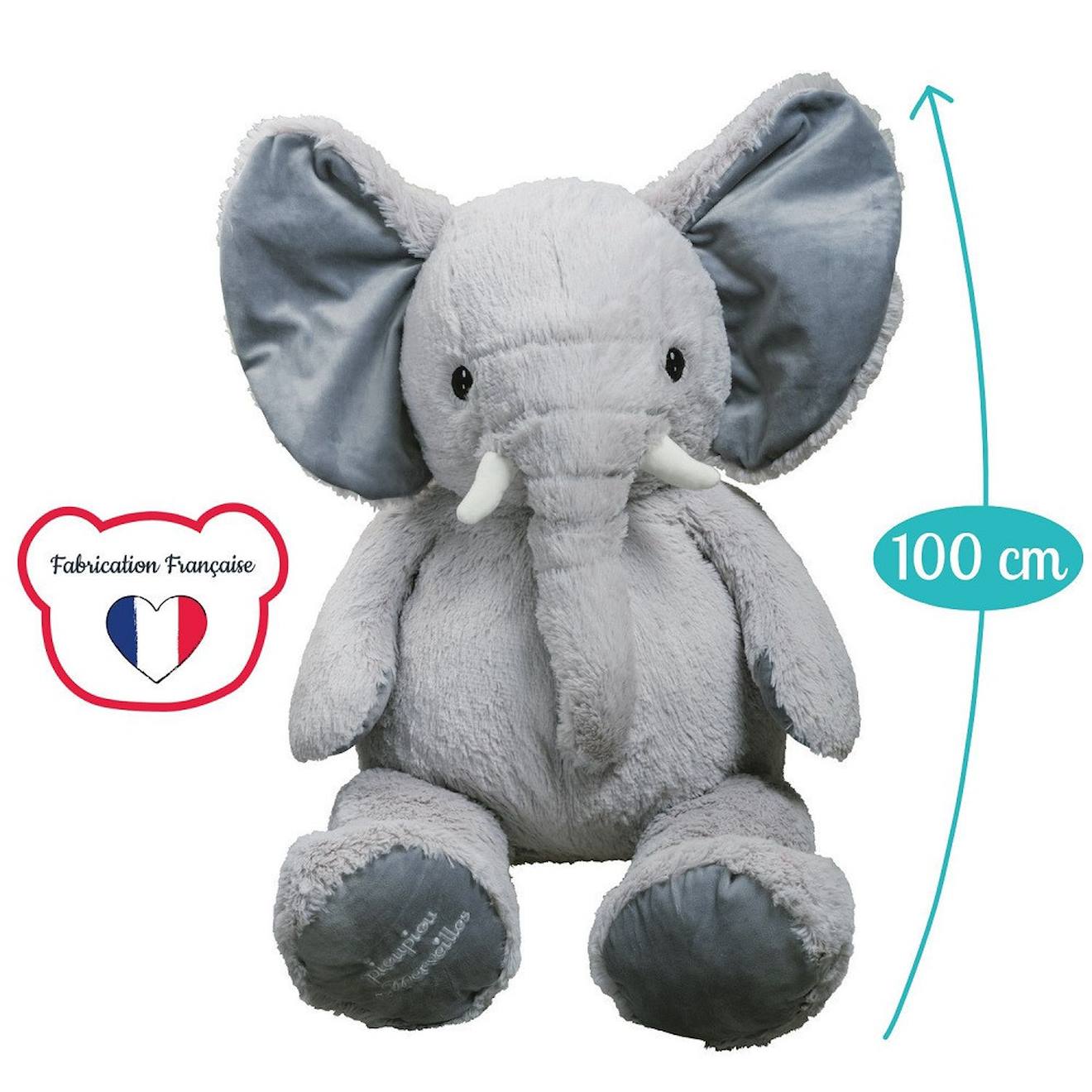 Peluche géante eléphant jojo - made in france gris