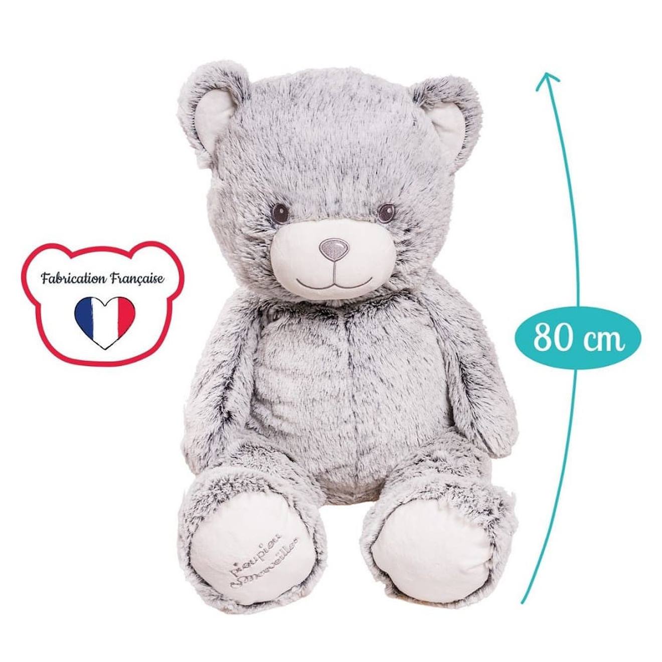 Peluche géante ours gaston gris - made in france gris