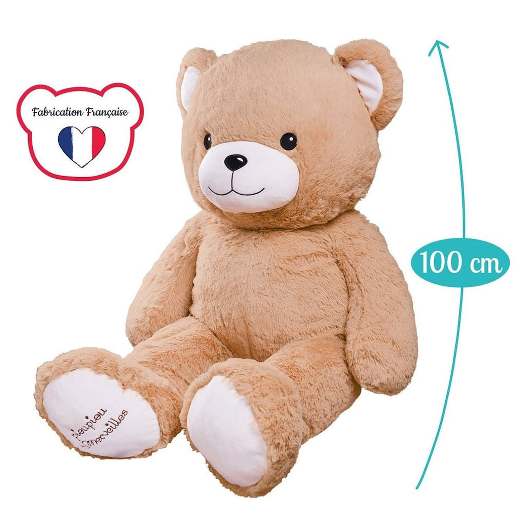 Peluche géante ours gaston - made in france beige