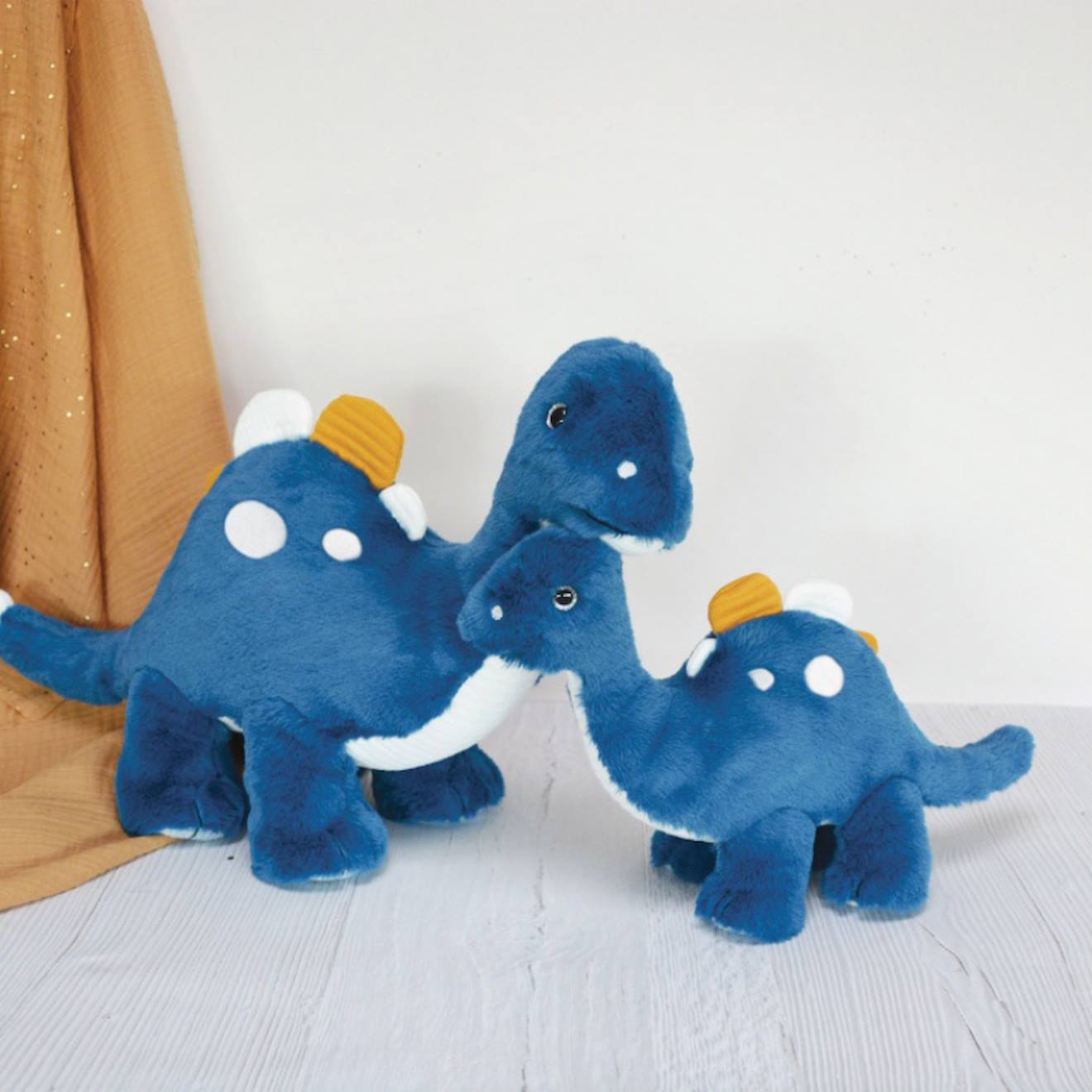 Peluche hello le dino 40 cm bleu