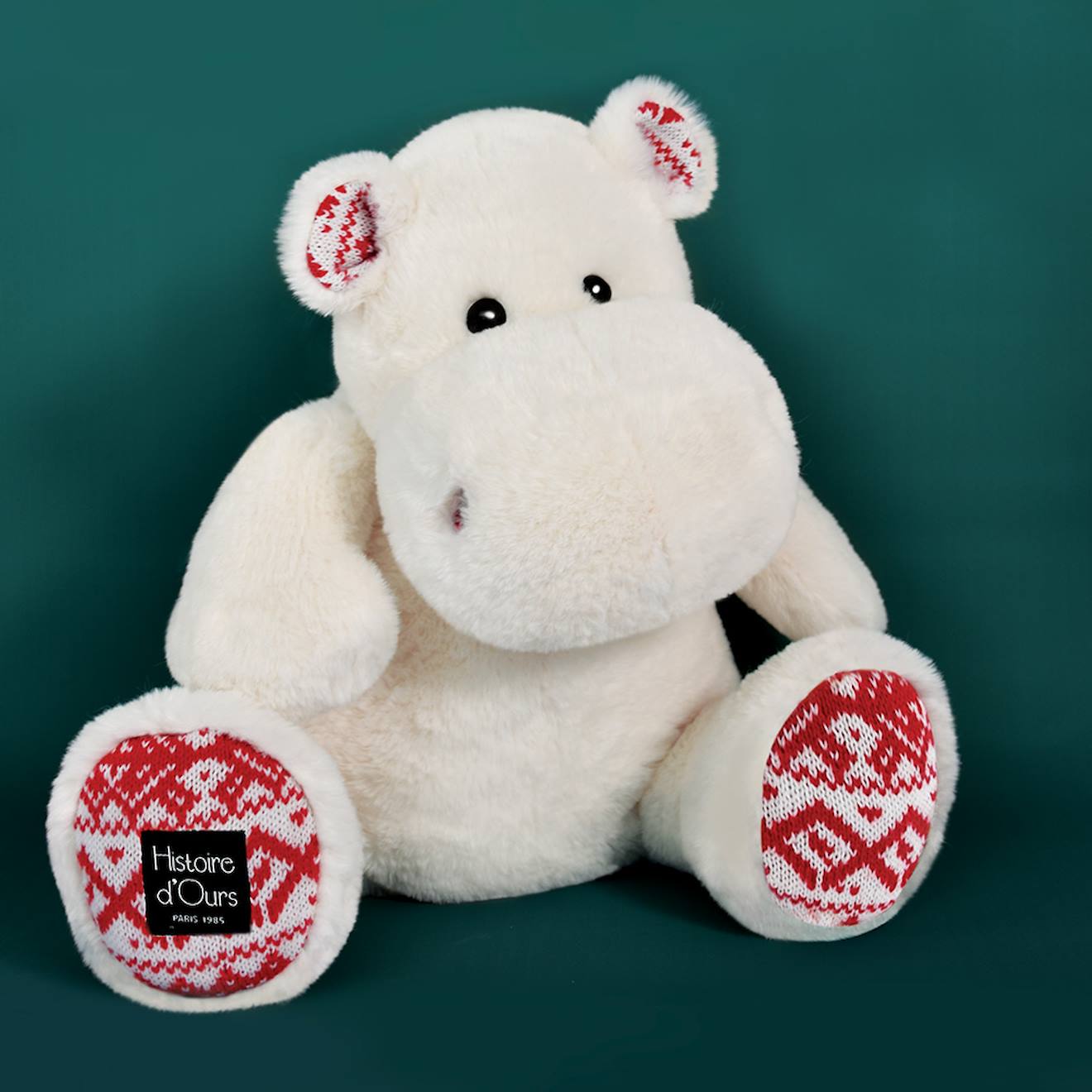 Peluche hippo hip chic blanc 40 cm blanc